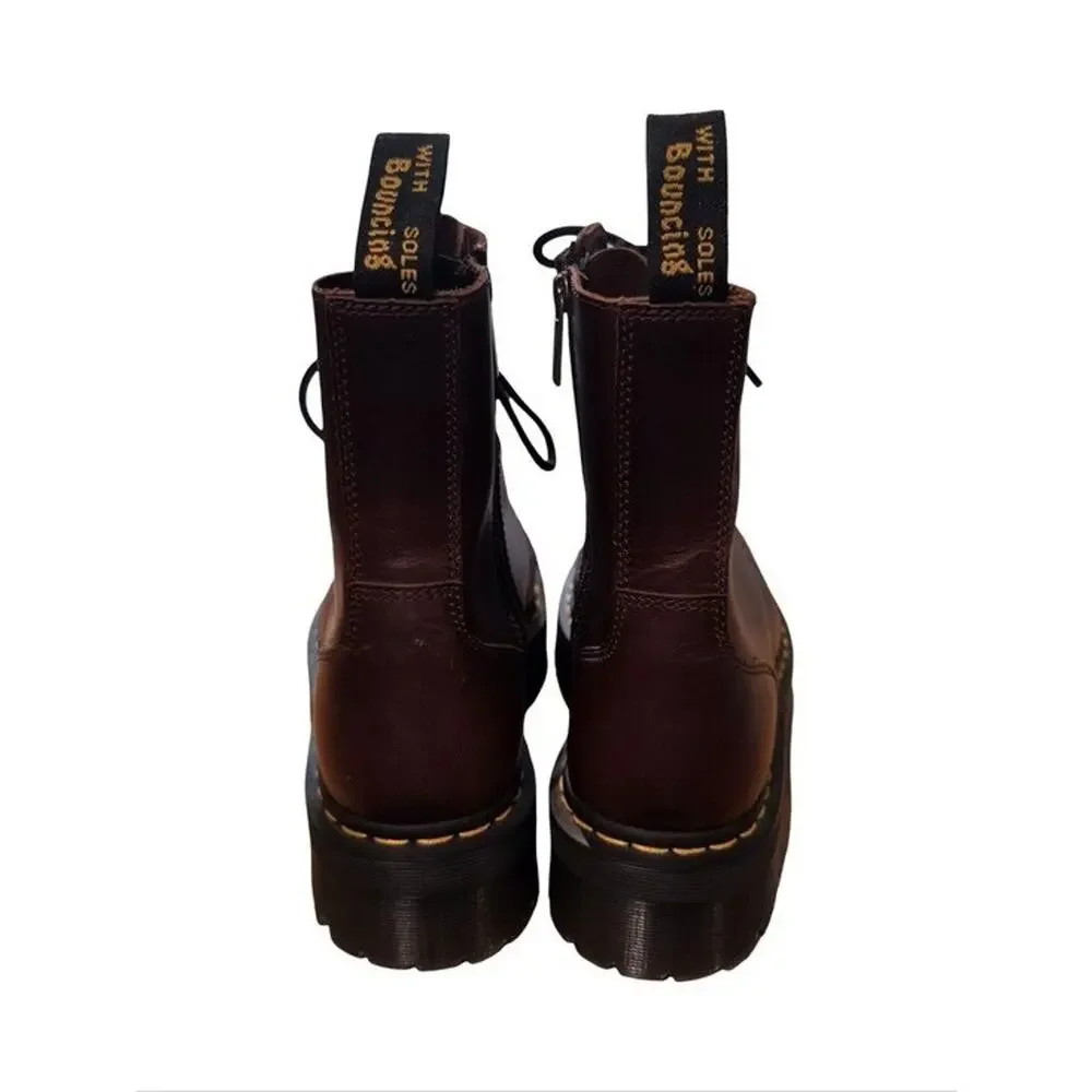 Dr. Martens Jadon Platform Leather Combat Boots Dark Cherry Brown Men's 11